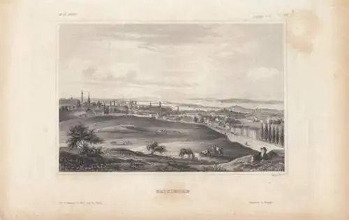 Baltimore. aus Meyers Universum, Stahlstich. Kunstgrafik, 1850, gebraucht, gut