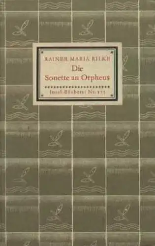 Insel-Bücherei 115, Die Sonette an Orpheus, Rilke, Rainer Maria, Insel-Verlag