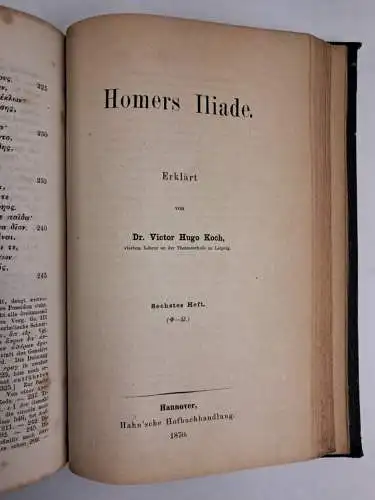 Buch: Homers Iliade. Erklärt von Dr. Victor Hugo Koch, Hahn'sche Hofbuchhandlung