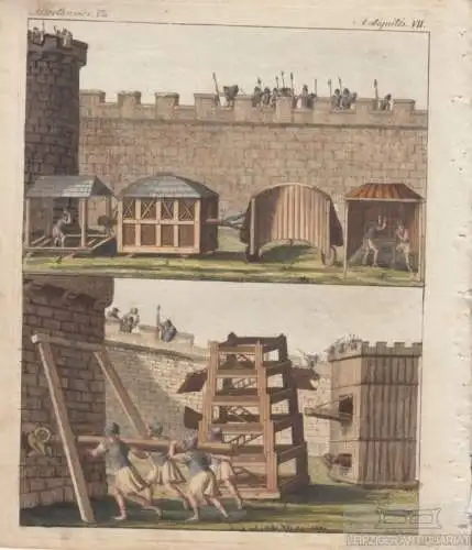Alterthümer. Tafel VII. Belagerungswerkzeuge, Kupferstich, Bertuch. Kunstgrafik