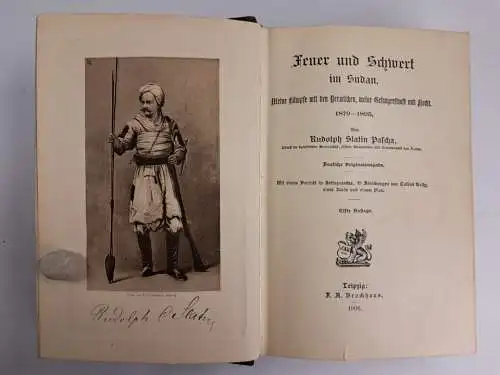 Buch: Feuer und Schwert im Sudan, Rudolph Slatin Pascha, 1906, F. A. Brockhaus