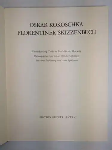 Buch: Florentiner Skizzenbuch, 24 Tafeln, Oskar Kokoschka, 1972, Edition Bucher