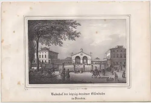 Lithografie: Bahnhof der Leipzig - Dresdener Eisenbahn, Pietzsch, 1836, S 352718