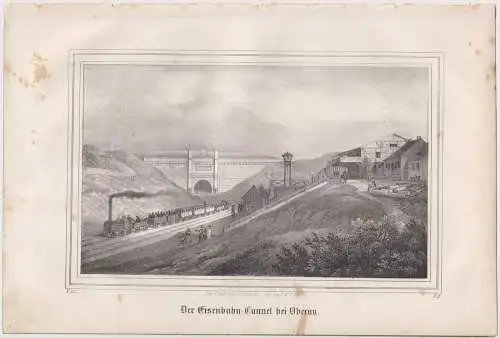 Lithografie: Der Eisenbahn-Tunnel in Oberau, Eduard Pietzsch, um 1836, Saxonia