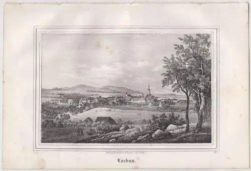 Lithografie: Loebau, Grafik, Ansicht, Eduard Pietzsch & Comp, um 1836, Saxonia