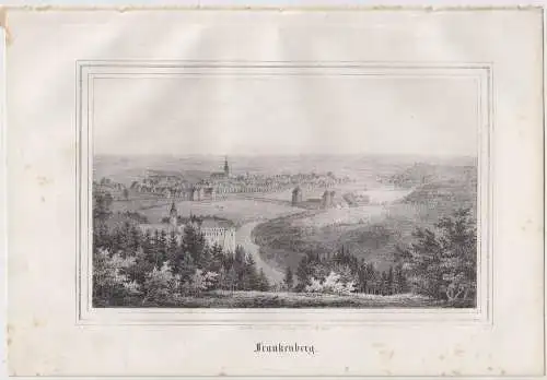 Lithografie: Frankenberg, Grafik, Ansicht, Eduard Pietzsch, um 1836, Saxonia
