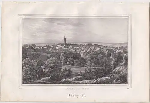 Lithografie: Bernstadt, Grafik, Ansicht, Eduard Pietzsch & Co, um 1836, Saxonia