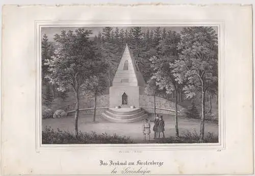 Lithografie: Das Denkmal am Fürstenberge, Ansicht, Pietzsch, um 1836, Saxonia
