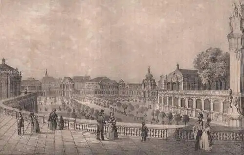 Lithografie: Innere Ansicht des Zwingers in Dresden, Pietzsch, 1836, Saxonia