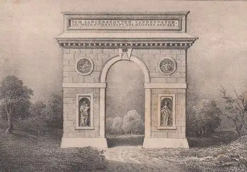 Ehrenpforte zu Dresden & Ehrenpforte zu Hellendorf, um 1840, Litho, Saxon 352707