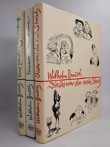 3 Bücher Wilhelm Busch: Dieses war der erste Streich, Eins-zwei-drei..., Summa..