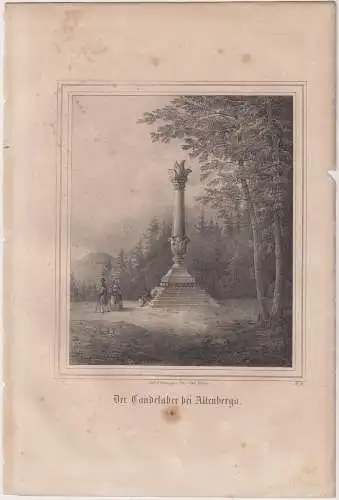 Lithografie: Der Candelaber bei Altenberga, Ansicht, Grafik, Eduard Pietzsch,