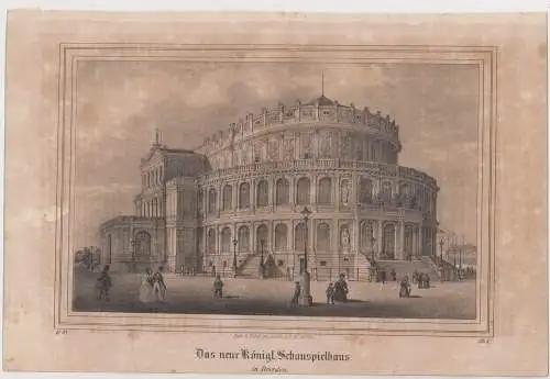 Lithografie: Das neue Königl. Schauspielhaus, Eduard Pietzsch, um 1836, Saxonia