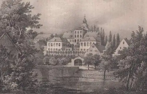 Lithografie: Schloss Haynewalde, Grafik, Ansicht, Pietzsch, um 1836, Saxonia