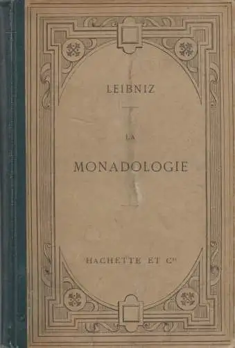 Buch: La Monadologie, Gottfried Leibnitz, 1901, Librairie Hachette et Cie.