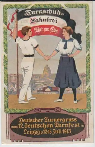 AK Turnschuh, Deutscher Turnergruss vom 12. deutschen Turnfest in Leipzig 1913