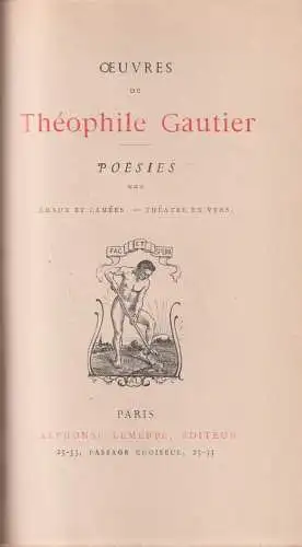 Buch: Oeuvres de Theophile Gautier, Poesies, Emaux et Camees. Theatre en vers