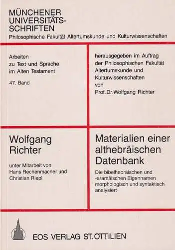 Buch: Materialien einer althebräischen Datenbank, Richter, Wolfgang, 1996, EOS