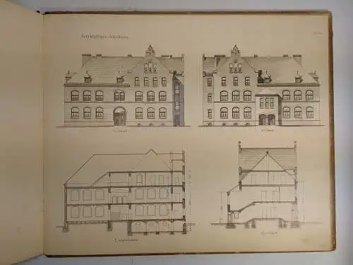Buch: Bau und Einrichtung ländlicher Volksschulhäuser in Preußen, 1895, 2 Bände