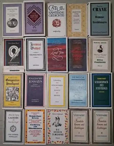 20 Bücher Sammlung Dieterich, Defoe, Voltaire, Seneca, Joseph Conrad, Catull ...