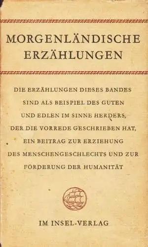 Buch: Morgenländische Erzählungen. Palmblätter, Herder. 1957, Insel-Verlag