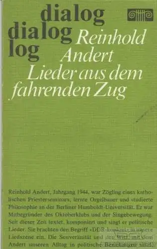 Buch: Lieder aus dem fahrenden Zug, Andert, Reinhold. Dialog, 1978