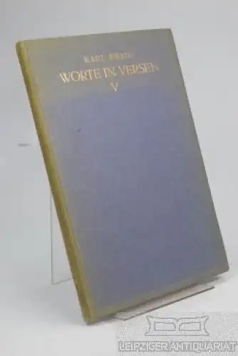 Buch: Worte in Versen V, Kraus, Karl. 1920, Verlag der Schriften von Karl Kraus