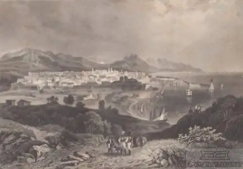 Barcelona. aus Meyers Universum, Stahlstich. Kunstgrafik, 1850, gebraucht, gut