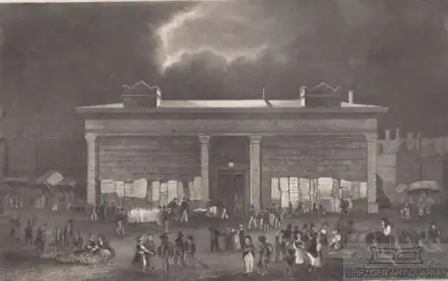 La Morgue in Paris. aus Meyers Universum, Stahlstich. Kunstgrafik, 1850