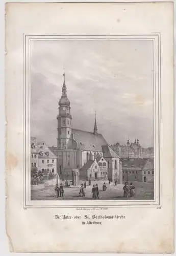 Lithografie: Die Unter - oder St. Bartholomäikirche in Altenburg, Grafik, 1836