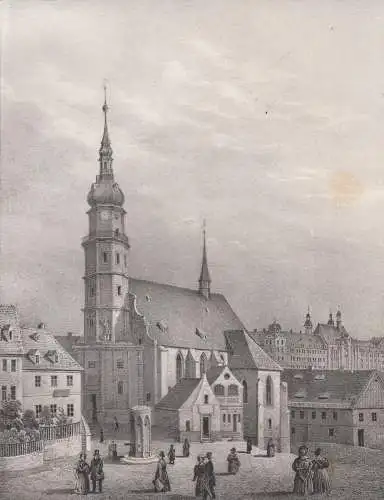Lithografie: Die Unter - oder St. Bartholomäikirche in Altenburg, Grafik, 1836