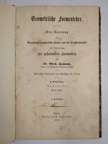 Buch: Geometrische Formenlehre , Zizmann, Ehrh., 1869, C. Doebereiner