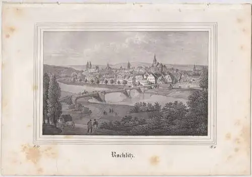 Lithografie: Rochlitz, Eduard Pietzsch, Grafik, um 1836, Ansicht, Saxonia