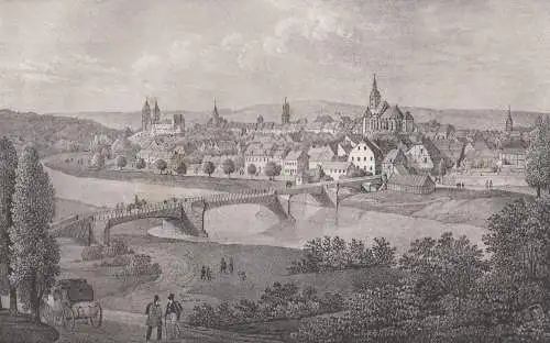 Lithografie: Rochlitz, Eduard Pietzsch, Grafik, um 1836, Ansicht, Saxonia