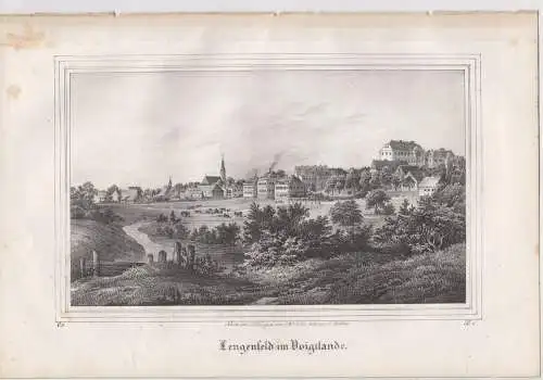 Lithografie: Lengenfeld im Voigtlande, Grafik, Ansicht, um 1836, Eduard Pietzsch