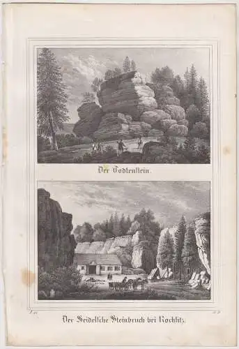 Lithografie: Der Todtenstein,  Der Seidlsche Steinbruch bei..., 1836, Pietzsch
