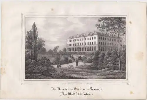 Lithografie: Die Dresdener-Societaets-Brauerei, Grafik, Ansicht, 1836, Pietzsch