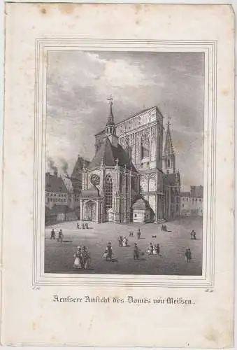 Lithografie: Aeussere Ansicht des Domes von Meissen, Pietzsch, Grafik, um 1836