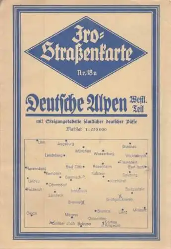 Buch: Jro-Straßenkarte Nr. 18 a - Deutsche Alpen, Westl. Teil, gebraucht, gut