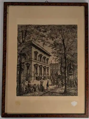 Radierung: Borsighaus, Am Wilhelmsplatz in Berlin, Grafik, Ansicht, um 1878