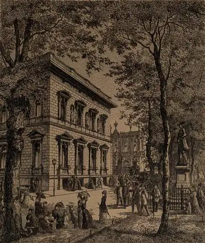 Radierung: Borsighaus, Am Wilhelmsplatz in Berlin, Grafik, Ansicht, um 1878