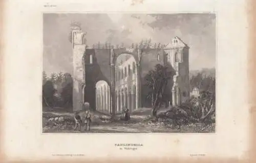 Paulinzella in Thüringen. aus Meyers Universum, Stahlstich. Kunstgrafik, 1850