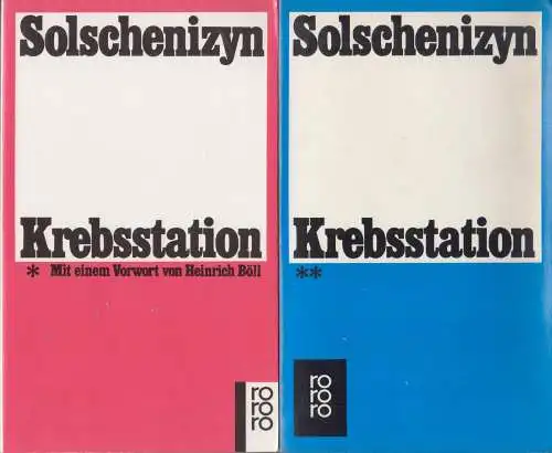 Buch: Krebsstation, Solschenizyn, Alexander. 2 Bände, Rororo, gebraucht, gut