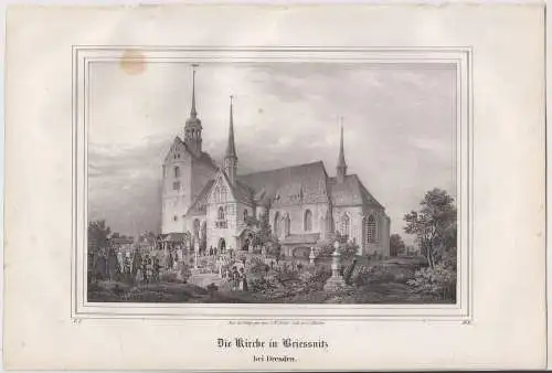Lithografie: Die Kirche in Briessnitz, Grafik, Ansicht, 1836, Saxonia, Pitzsch