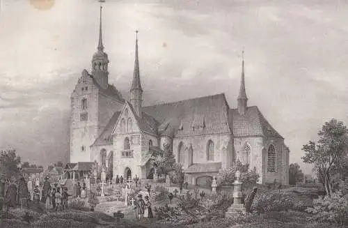 Lithografie: Die Kirche in Briessnitz, Grafik, Ansicht, 1836, Saxonia, Pitzsch