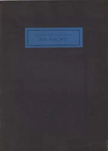 Buch: Die Nacht, von Lassaulx, Franz, 1925, gebraucht, sehr gut