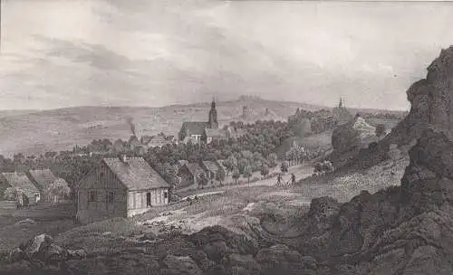 Lithografie: Falkenstein, Grafik, Ansicht, 1836, Eduard Pietzsch, Saxonia
