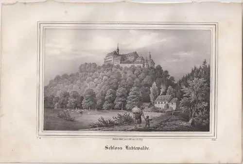 Lithografie: Schloss Lichtewalde, Grafik, Ansicht, Pietzsch, Saxonia, um 1836