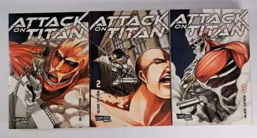 Manga: Attack on Titan 1-3, Hajime Isayama, Carlsen Manga, gebraucht, sehr gut