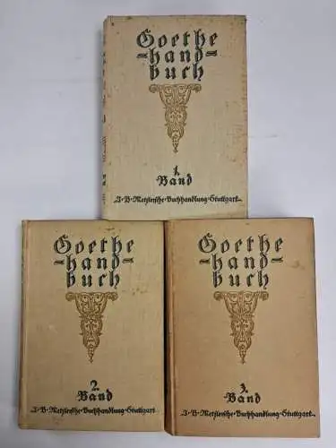 Buch: Goethe-Handbuch 1-3, Julius Zeitler, 1916, J. B. Metzler'sche Buchhandlung
